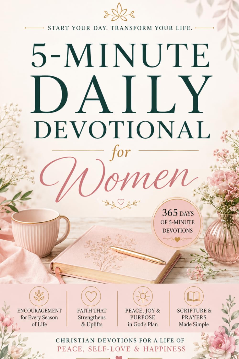 5-Minute Daily Devotional for Women: 365 Days of 5-Minute Christian Devotions for a Life of Peace, Calm, Love and Happiness. Get Daily Restoration, Strength, Inspiration and Faith for Real Life