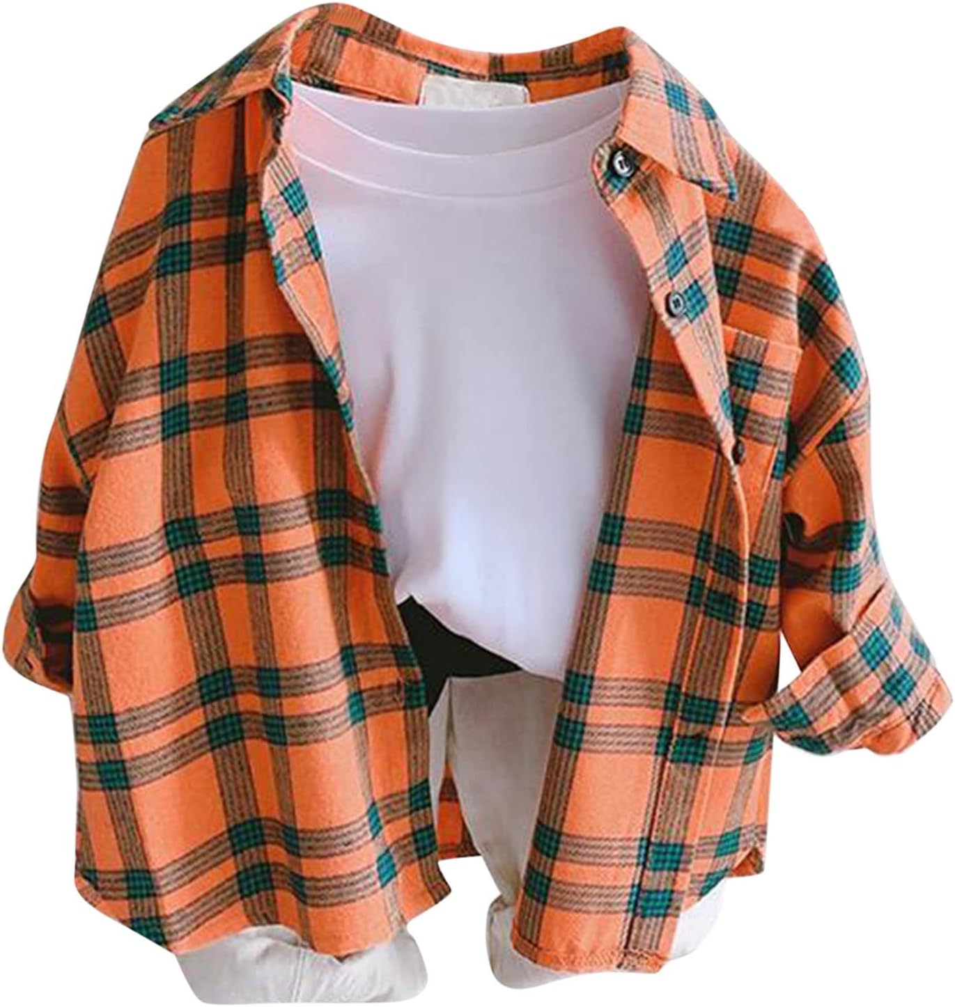 Toddler Flannel Shirt Jacket Plaid Long Sleeve Lapel Button Down Shacket Little Kids Boys Girls Baby Girl Winter Clothes