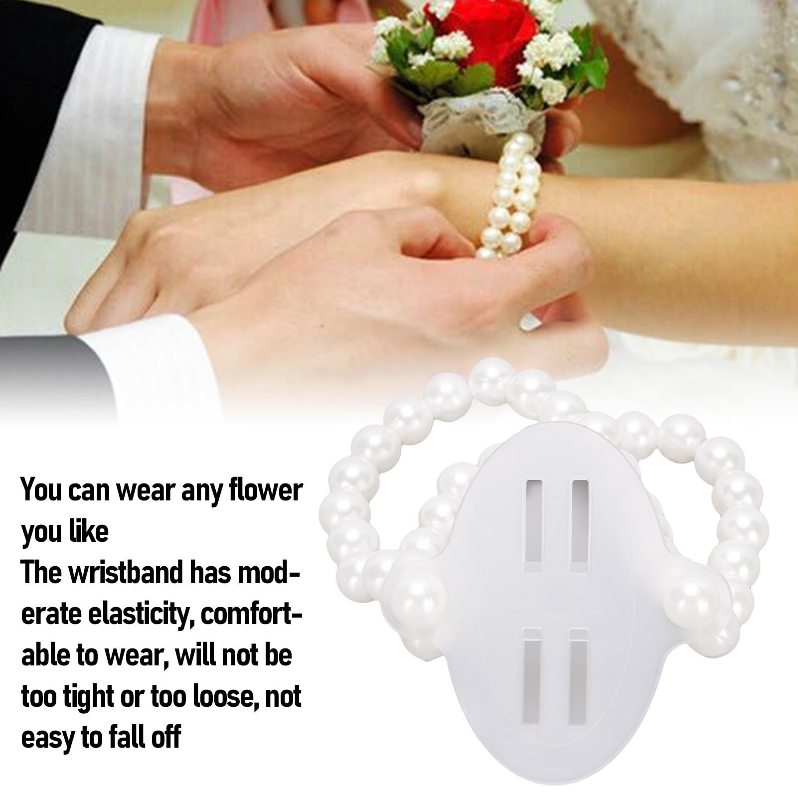 Greensen Wedding Bands 10 Piezas Pulsera Corsage de Muñeca con Cuentas, Pulsera Elástica para DIY, Decoraciones para Fiesta de Bodas