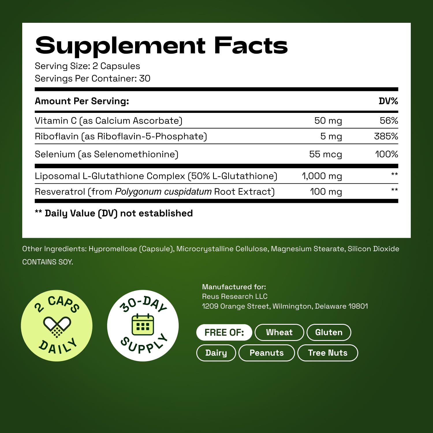 Cata-Kor Liposomal Glutathione & Resveratrol – Ultra High Absorption with Vitamin C, Selenium & Vitamin B2 (60 Count (Pack of 1)) — Amazon image 8