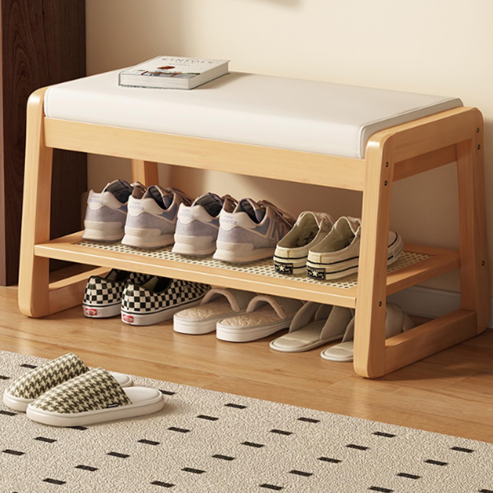 WJFTODAY Shoe Bench for Entryway 50cm Shoe Rack with Covers Stylish Shoe Cabinet Storage Stool Space Saving for Shoes Modern Design Durable Primary Color