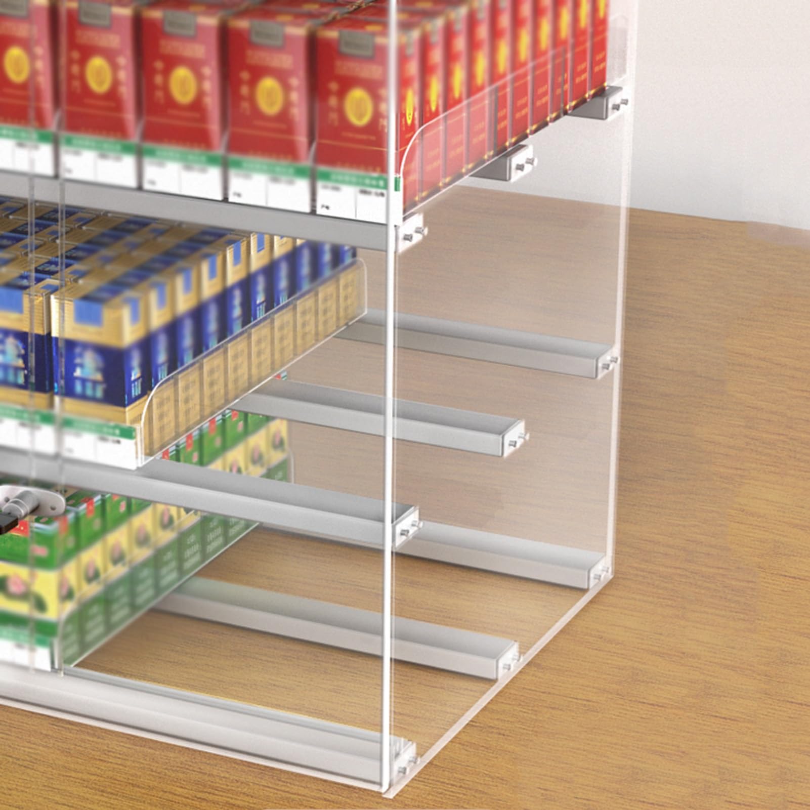 Espositore per sigarette da parete - Supporto in acrilico trasparente con spingitori automatici e blocco di sicurezza per la massima praticità nei punti vendita - Perfetto per negozi e punti vendita