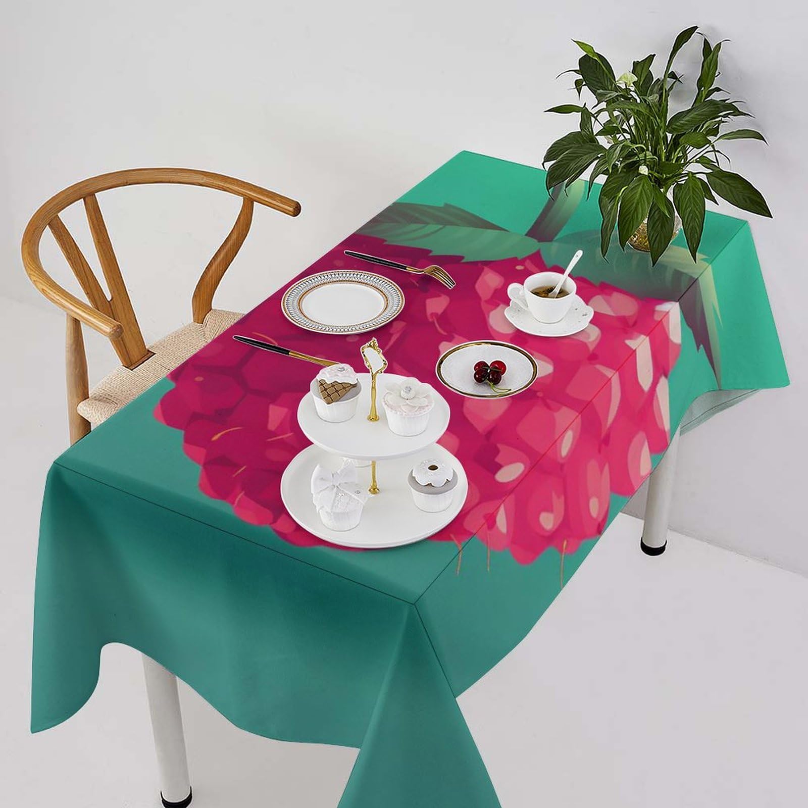 Nappe rectangulaire imperméable framboises pour table cuisine