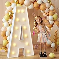Vista 60 de imprsv Letras iluminadas de marquesina, letras de mosaico de 4 pies con luz para decoración de fiesta de graduación de baby shower, grande B