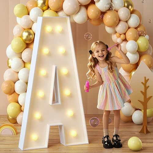 Vista 60 de imprsv Letras de marquesina iluminadas, letras de mosaico de 1.2 m con luz para decoración de baby shower, graduación, gran J para decoraciones