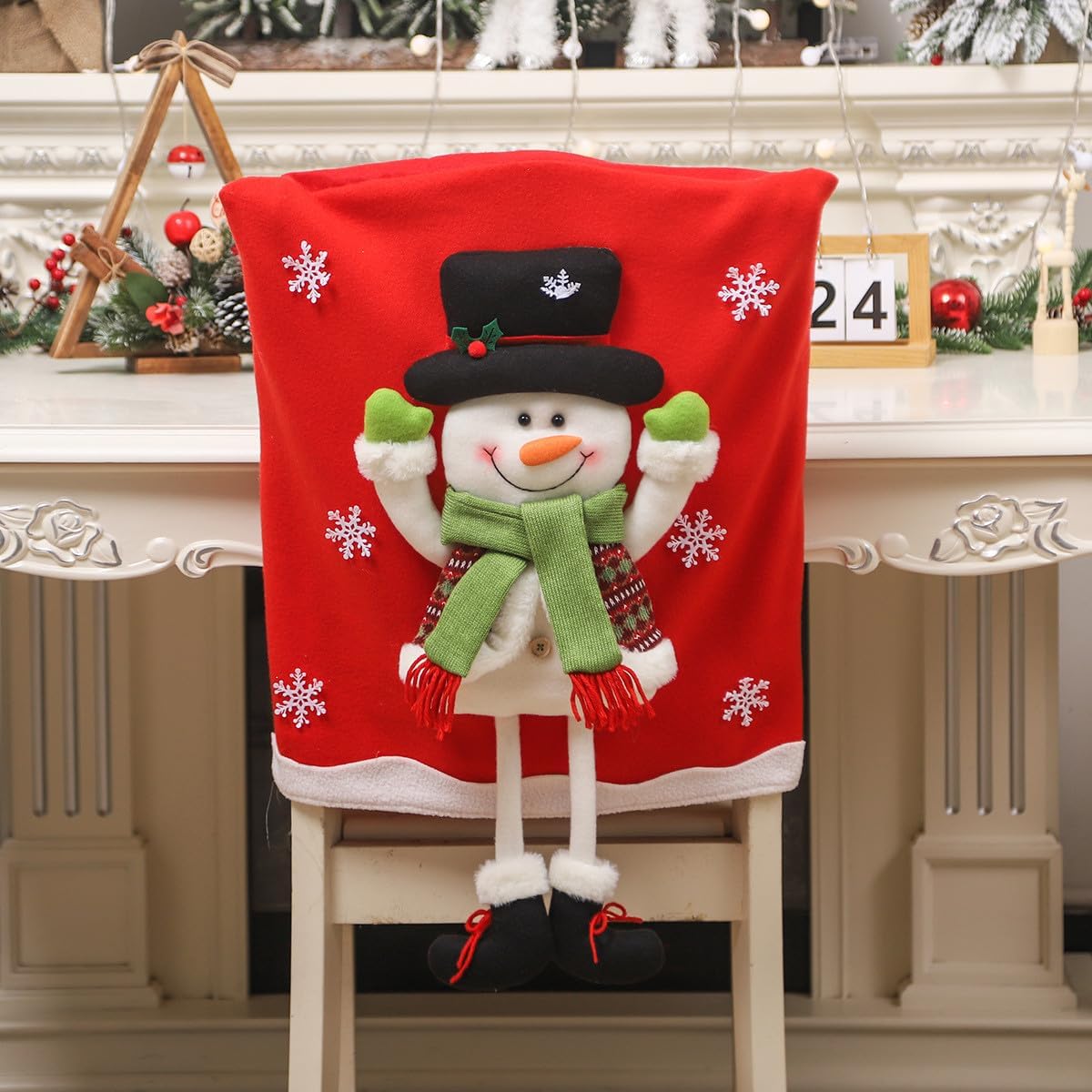 Christmas Chair Covers Christmas Chair Back Decoration Cover, 𝟥𝖣 Santa Claus