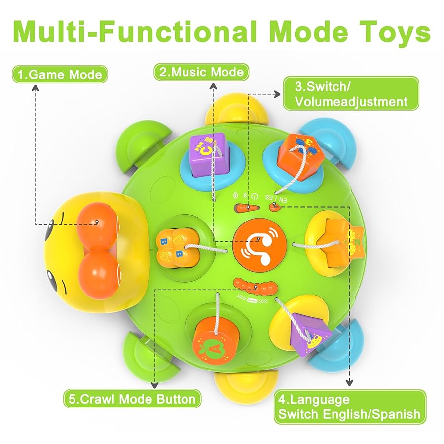 Holaxander Musical Ladybug Baby Toys 6-12 Months, Infant Early Educational Learning Crawling Toys for 1 Year Old Boy, Newborn First Bithday Gift Toy for 7 8 9 10 11 Months Boys Girls (Green) - image 3