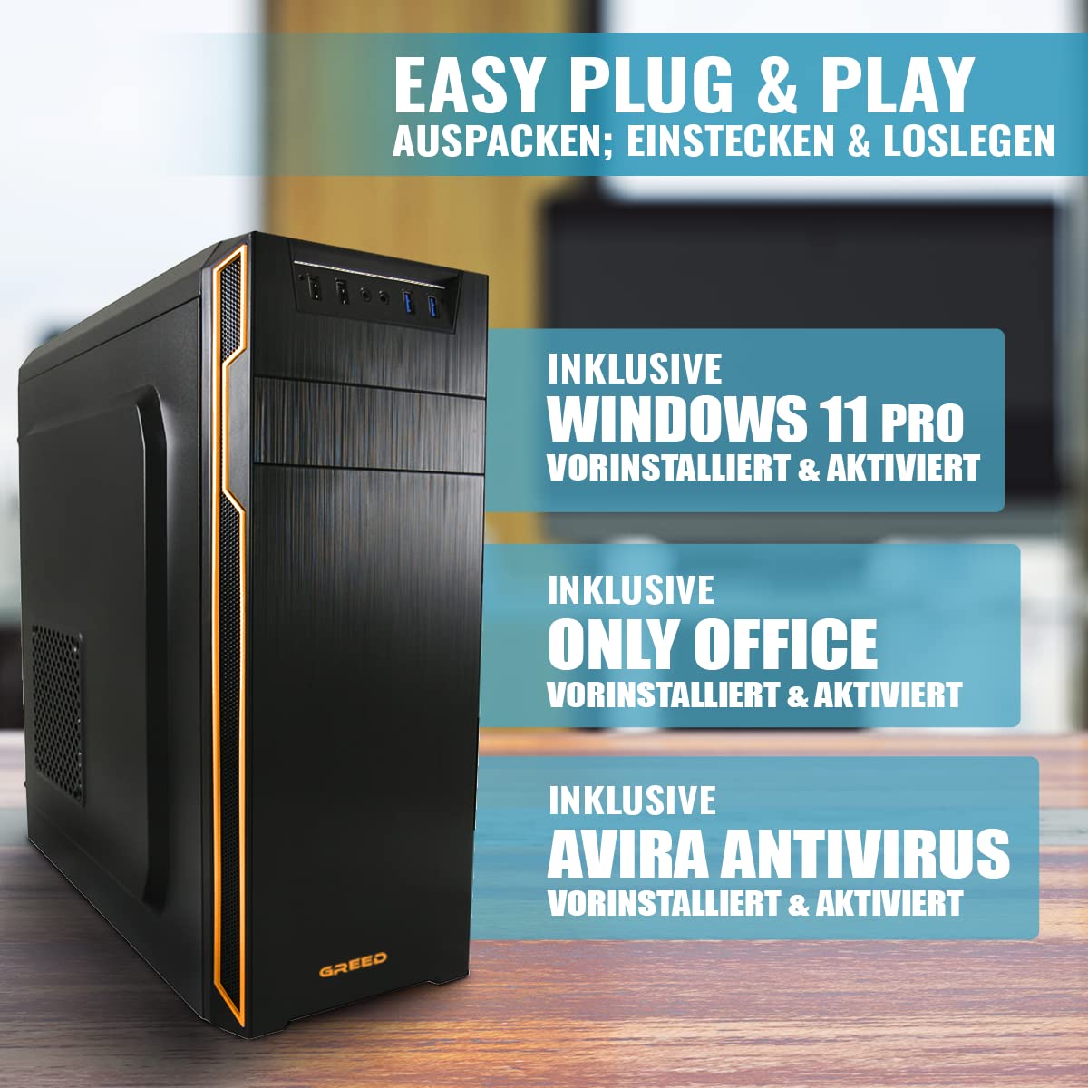 GREED® Basic PC mit Intel Core i5 4590 - Schneller Rechner + 