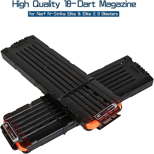 Miniatura 9 de lififun Paquete de 2 cargadores de clip de recarga rápida de 18 dardos para Nerf N-Strike Elite Series (blanco)