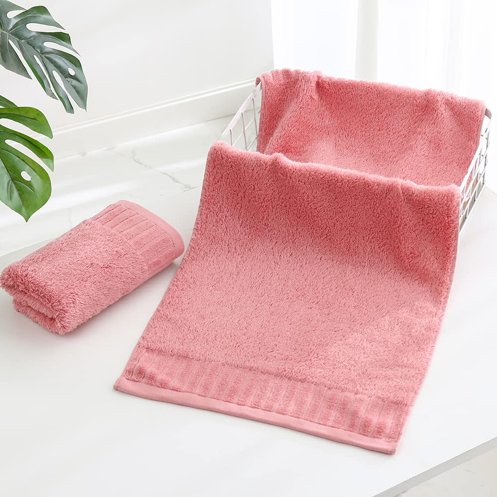 Sense Gnosis Set 2 Asciugamani Lunghi In Spugna A Righe 100% Cotone: Morbidi E Decorativi Per Bagno, 33x73 Cm, Rosa - 4