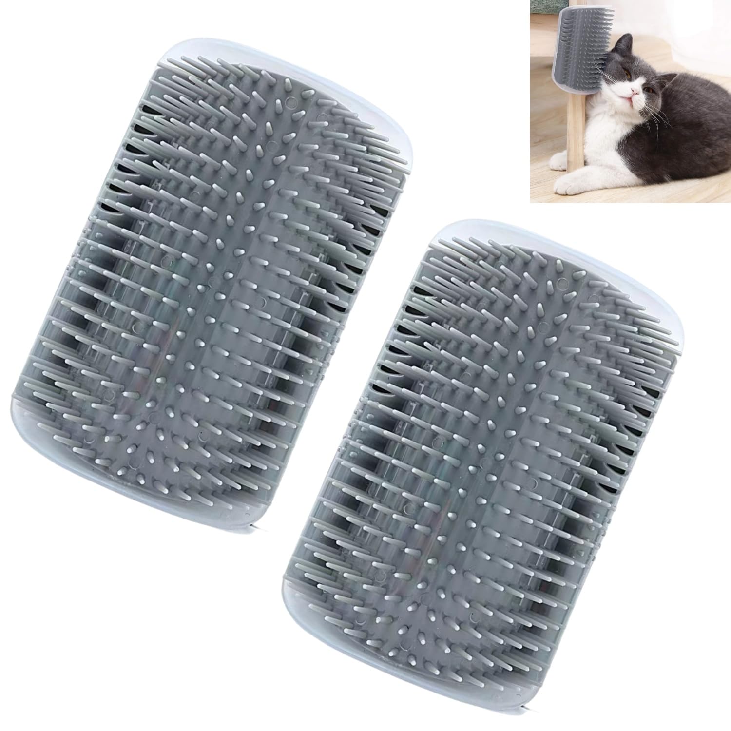 Massage Brush for Cats, 2 Pieces Raised Brush with Catnip, Cat Self Groomer, Comb Toys for Wall Corner with Catnip and Screws