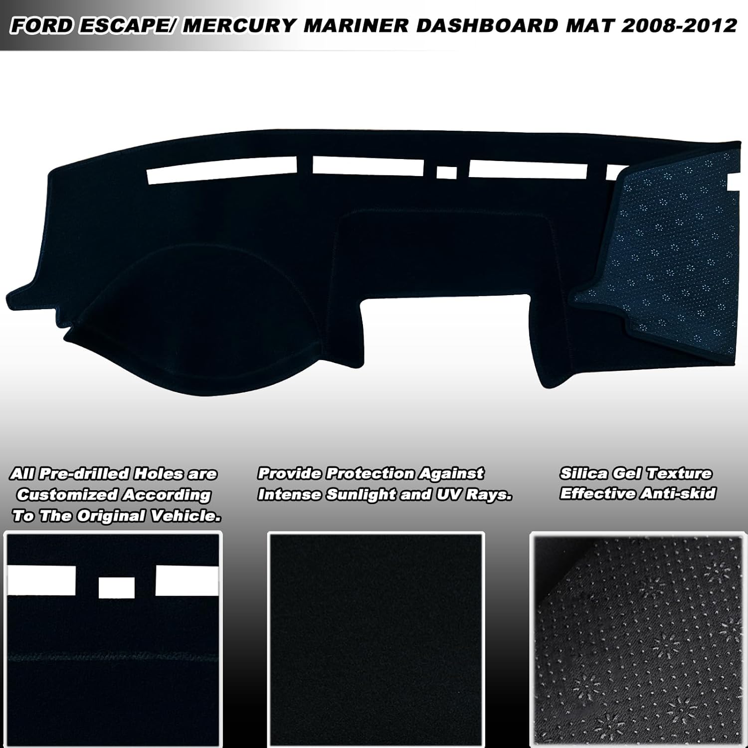 Dash Mat Cover Interior Dashboard Protector pad Compatible with Ford Escape/Mercury Mariner 2008 2009 2010 2011 2012 Dashboard Cover Pad Carpet Protector