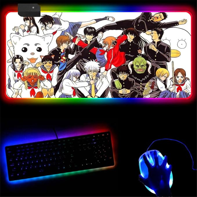 Mouse Pads Gintama Anime RGB Mouse Pad with 14 Lighting
