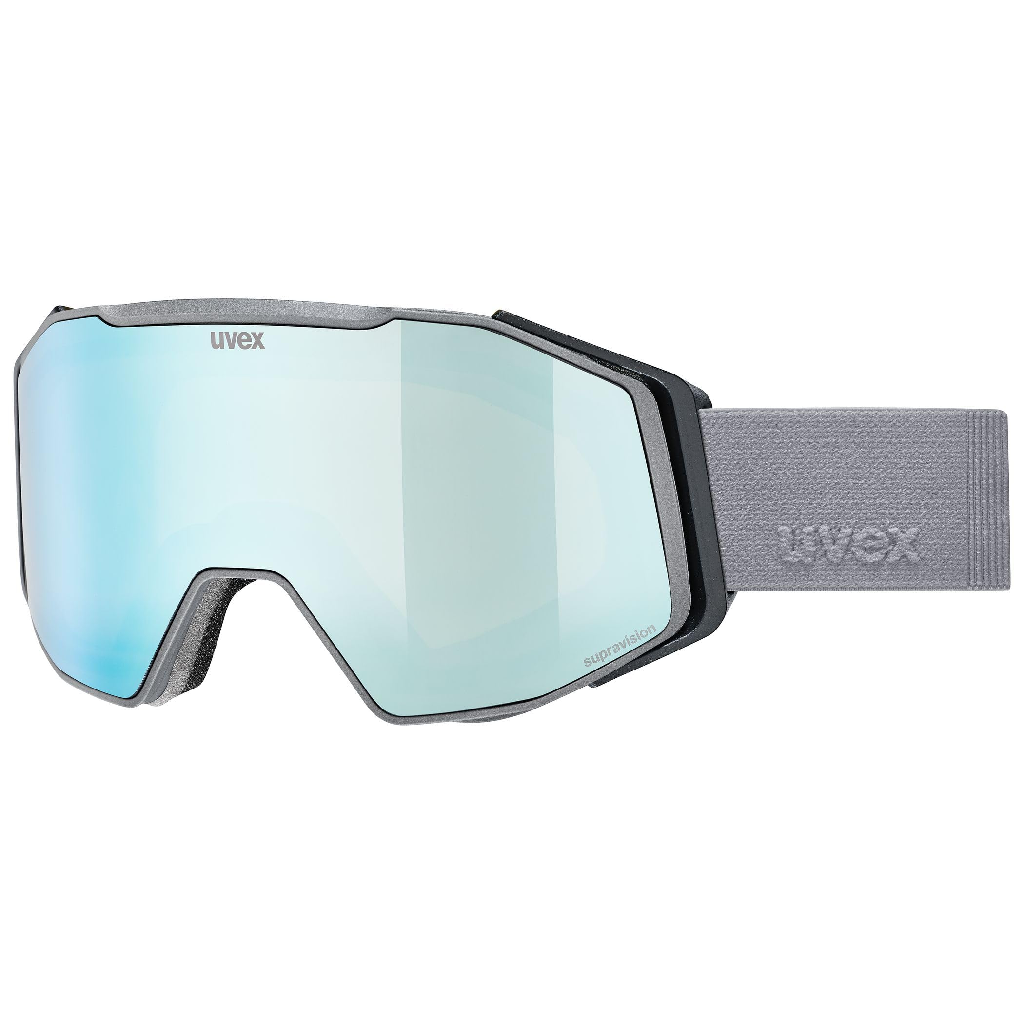 uvex gravity FM, Gogle narciarskie unisex-dorosły, nashorn grau matt dl/eisblau-grün, one size
