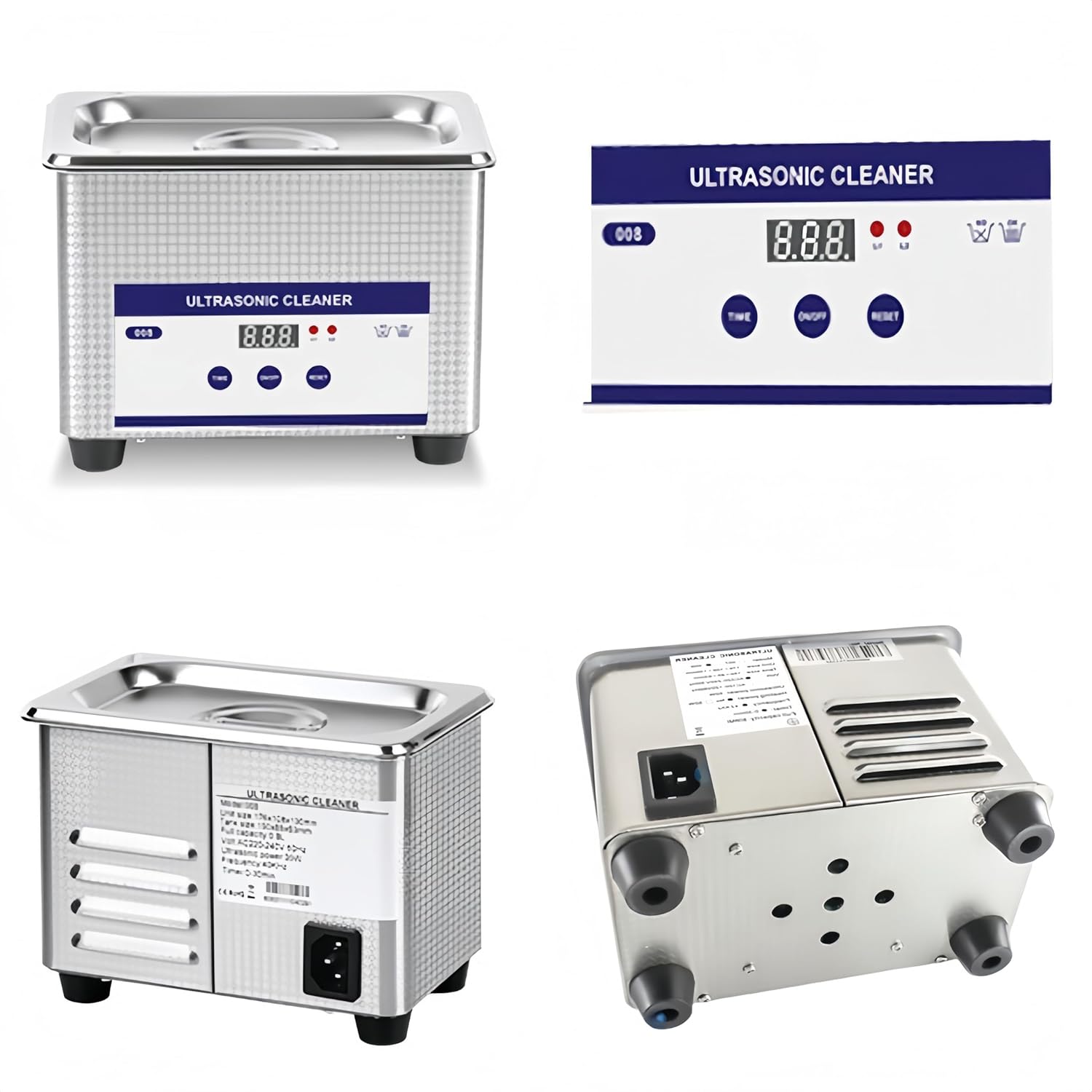 0.8L Ultrasonic Jewelry Cleaner, Professional Small Ultrasonic Industrial Parts Cleaner Machine, Lab Dental Ultra Sonic Cleaner for Jewelry Ring Retainers Eyeglasses Watchbands Makeup Brushes