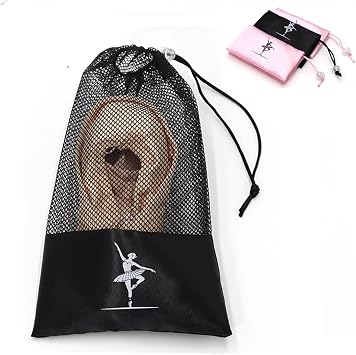 Pointe Shoe Bag Breathable Mesh Ballerina Dance Bag Soft Sole Drawstring Ballet Accessories Black