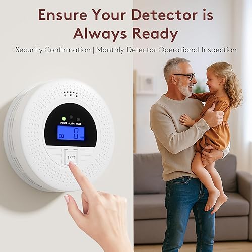 Miniatura 4 de WiFi Carbon Monoxide & Smoke Detector 2-in-1 with Clear Display, Battery Powered, 85dB Warning, Test Button, Portable,Perfect for Bedroom,Living