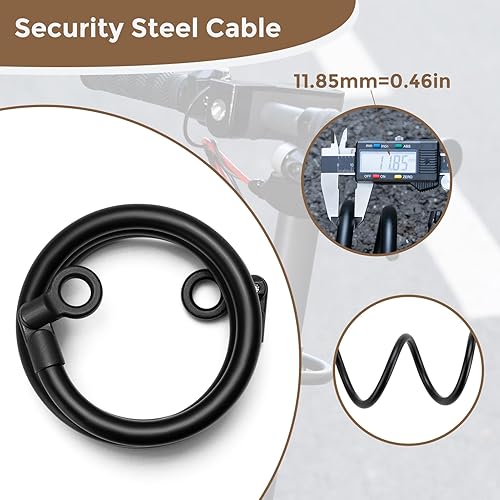 Miniatura 2 de ROCKBROS Candado de bicicleta con bloqueo en U con cable, cerradura de combinación de 4 dígitos, portátil, antirrobo, resistente, para bicicleta,