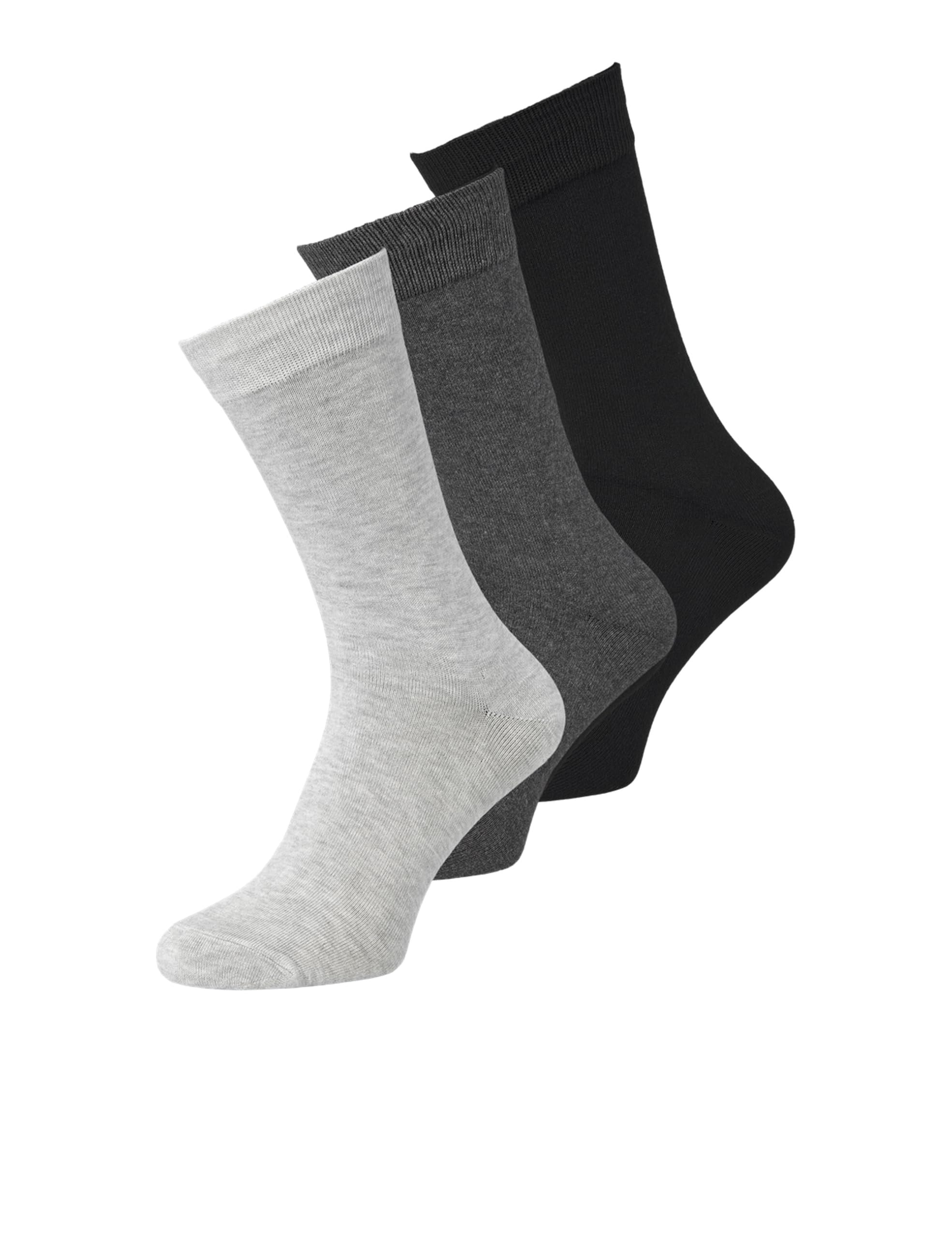 JACK & JONES Basic Bamboo Socks for Men (Pack of 3) - 41-46, Black - Blue - Grey, One Size