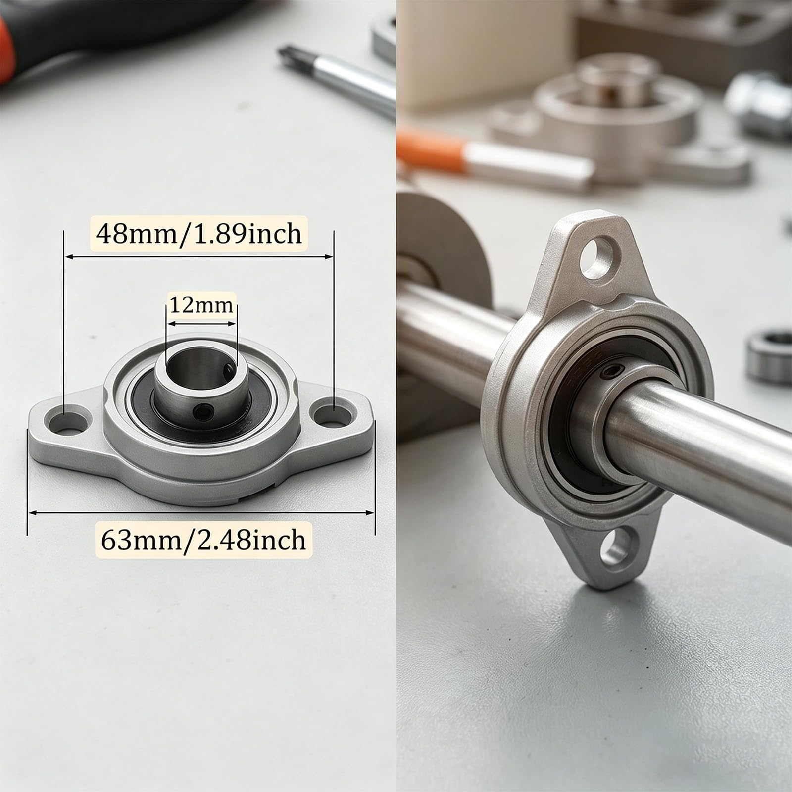 4 Pièces Paliers à Semelle, Roulements à Bride Rhombique, Blocs D'Oreiller, Roulements à Billes avec Bride (Diamètre Intérieur 12mm) - Pour Applications Mécaniques Industrielles, Bricolage et