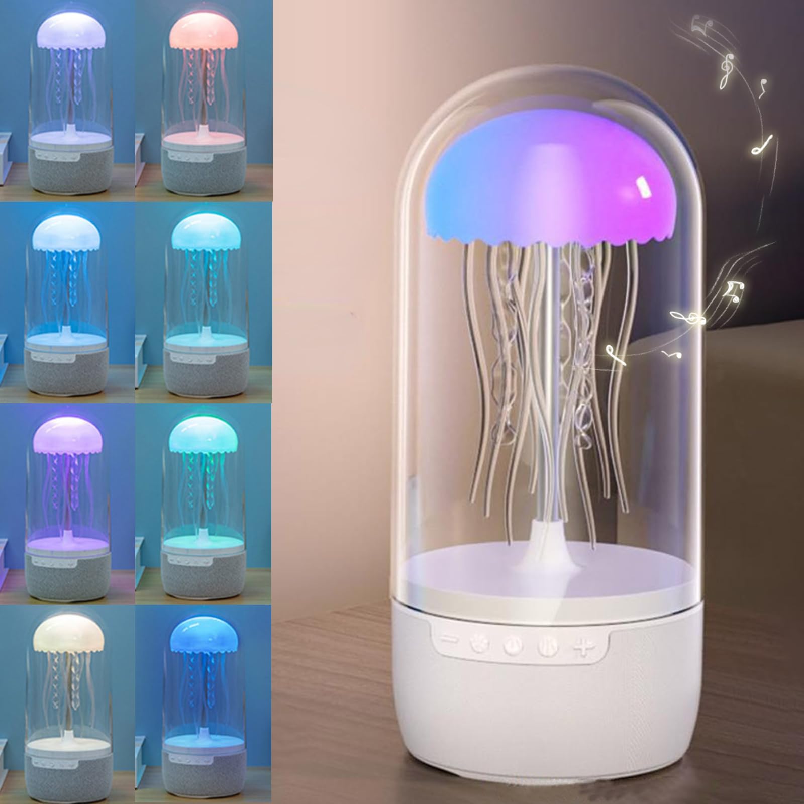 SPEPROECO Creative Colorful Jellyfish Lamp with Bluetooth-Compatible Speaker HiFi Stereo Sports Jellyfish Speaker with Lights Color Changing Floating Jellyfish Speaker for Home Decor