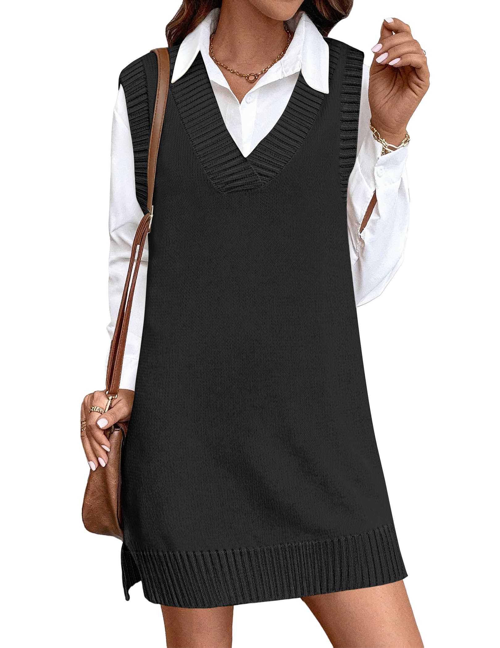Zeagoo Womens Tank Sweater Dress Sweater Vest Knitted Pullovers Sweaters 2025