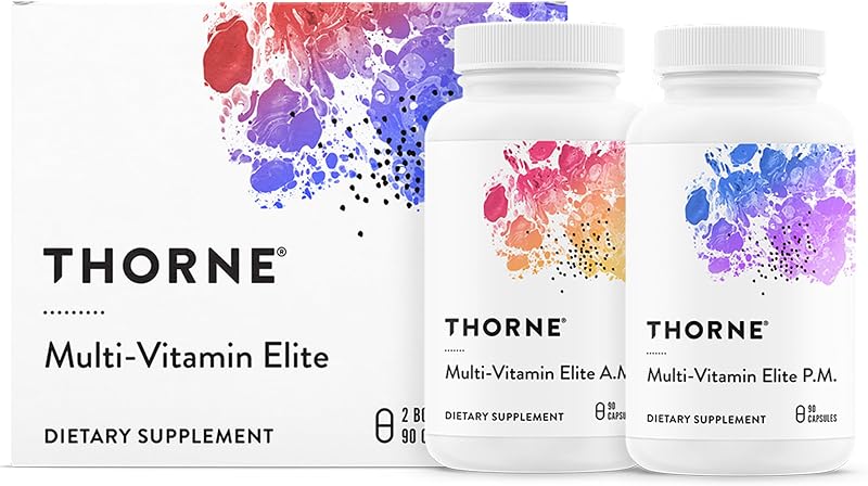 THORNE Multi-Vitamin Elite, Daily Nutritional Supplement, 180 Capsules | Two Formulas Support Cellular Energy Production, Sleep Quality, Athletic Output & Recovery*, NSF Contents Certified