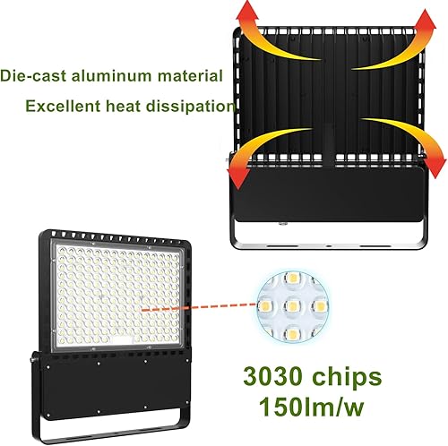 Miniatura 5 de Lámpara de inundación LED al aire libre de 400W, 60,000LM (150LM/W), luz diurna 5000K, 100-277V, iluminación impermeable IP66 para estacionamiento,