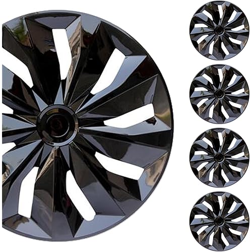 Hubcap Wheel Cover Replacement R17 Hub Caps Universal-Fit Steel Wheel Rim Cover ABS Material Exterior Accessories for Most Car Truck SUV -Set of 4（17-inch，Black）