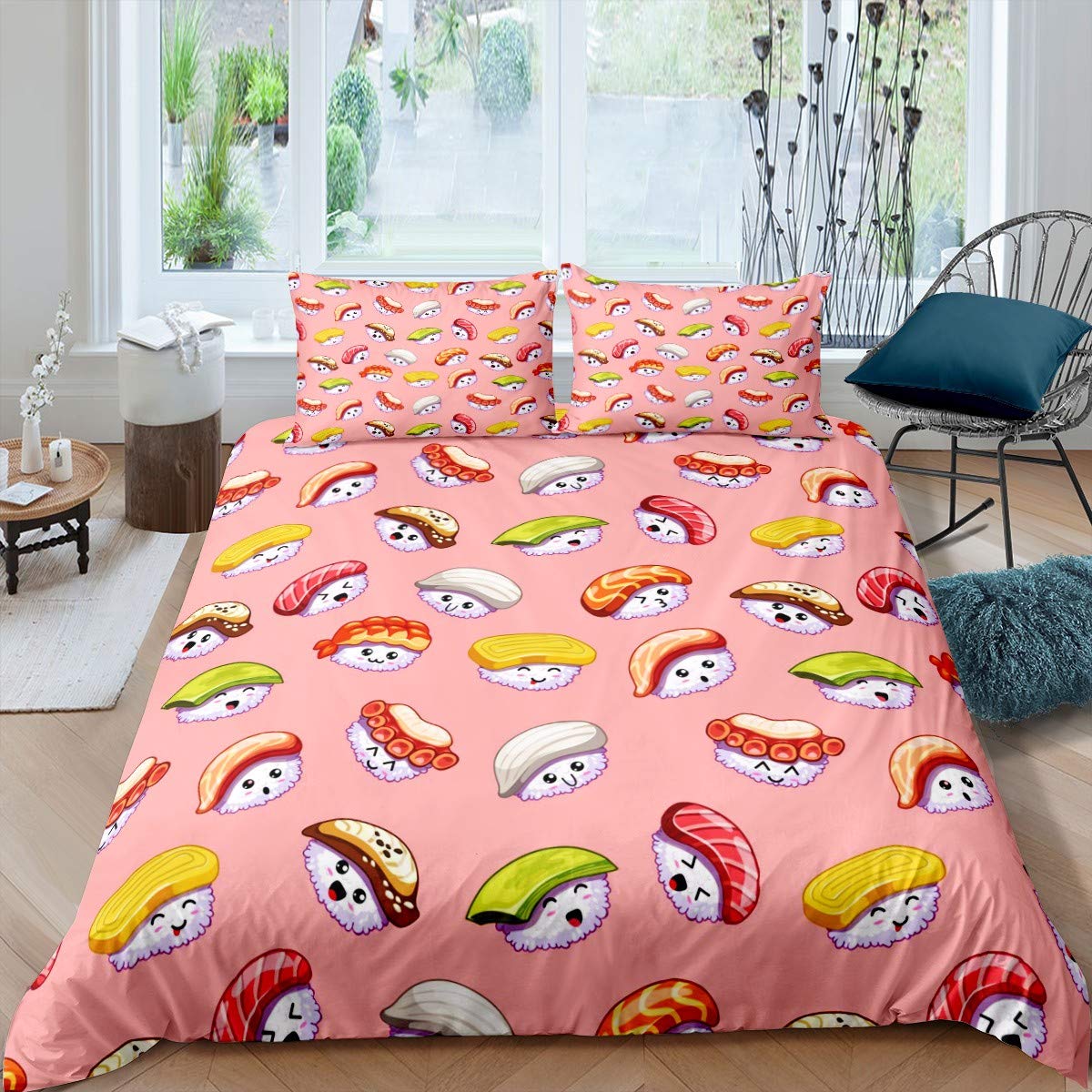 Parure de lit enfant sushi mignon, le cadeau parfait pour filles et ados
