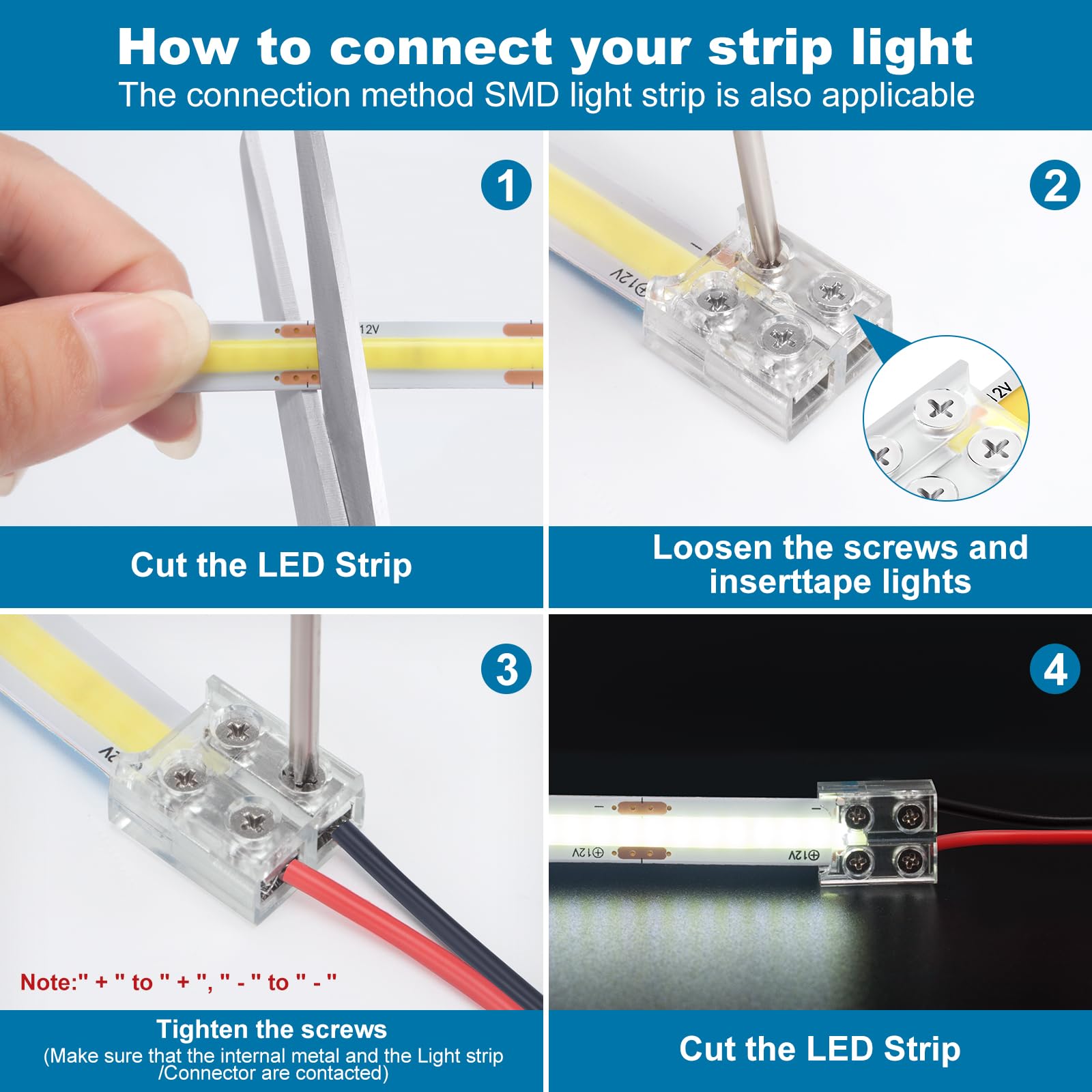 VIPMOON 12 Pack 2 Pin 10mm LED Strip Connectors - Image 3