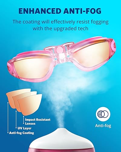 Miniatura 3 de Aegend - Gafas de natación, paquete de 2 gafas de natación sin filtraciones, para adultos, hombres, mujeres y jóvenes