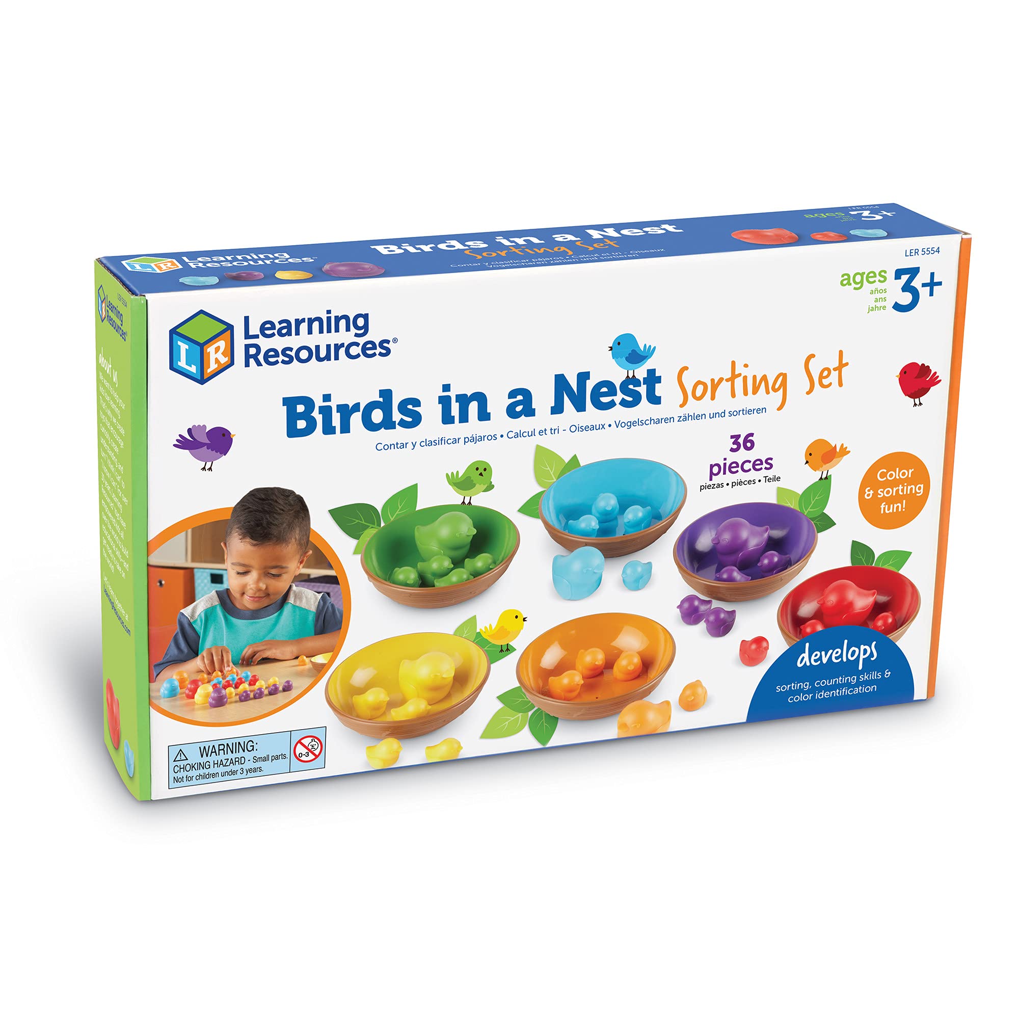 Learning Resources Birds in a Nest Sorting Set, 36 Pieces, Fine Motor