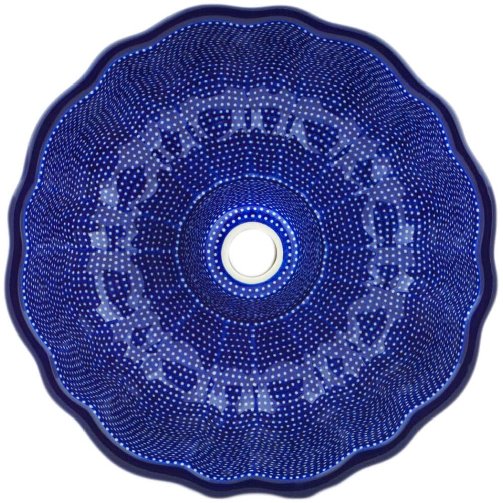 Polish Pottery bundt cake made by Ceramika Artystyczna (Starry Night Theme) Signature UNIKAT + Certificate of Authenticity