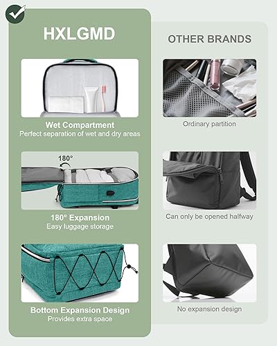 Miniatura 7 de Mochila de viaje para hombres y mujeres, mochila de transporte aprobada por vuelo, mochila para laptop de 17 pulgadas, bolsa grande, Verde, Mochilas