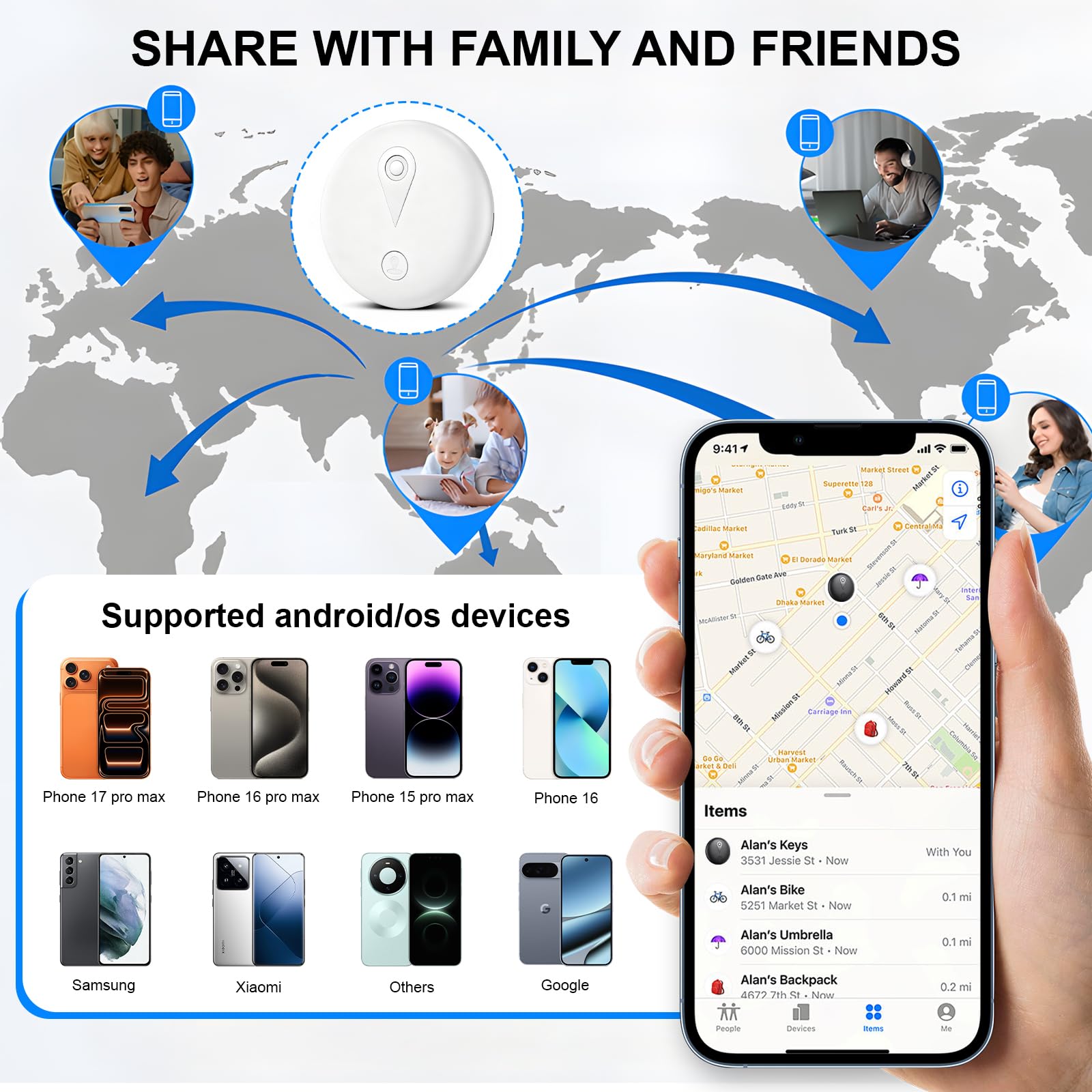 2 Mini GPS Tracker Magnetisch – Fahrzeugortung ohne monatliche Gebühr, Echtzeit-GPS-Tracker mit Smartphone-App für Android & iOS, GPS auto Tracker, für Autos, Fahrräder, Gepäck, Haustiere.Weiß,Schwarz