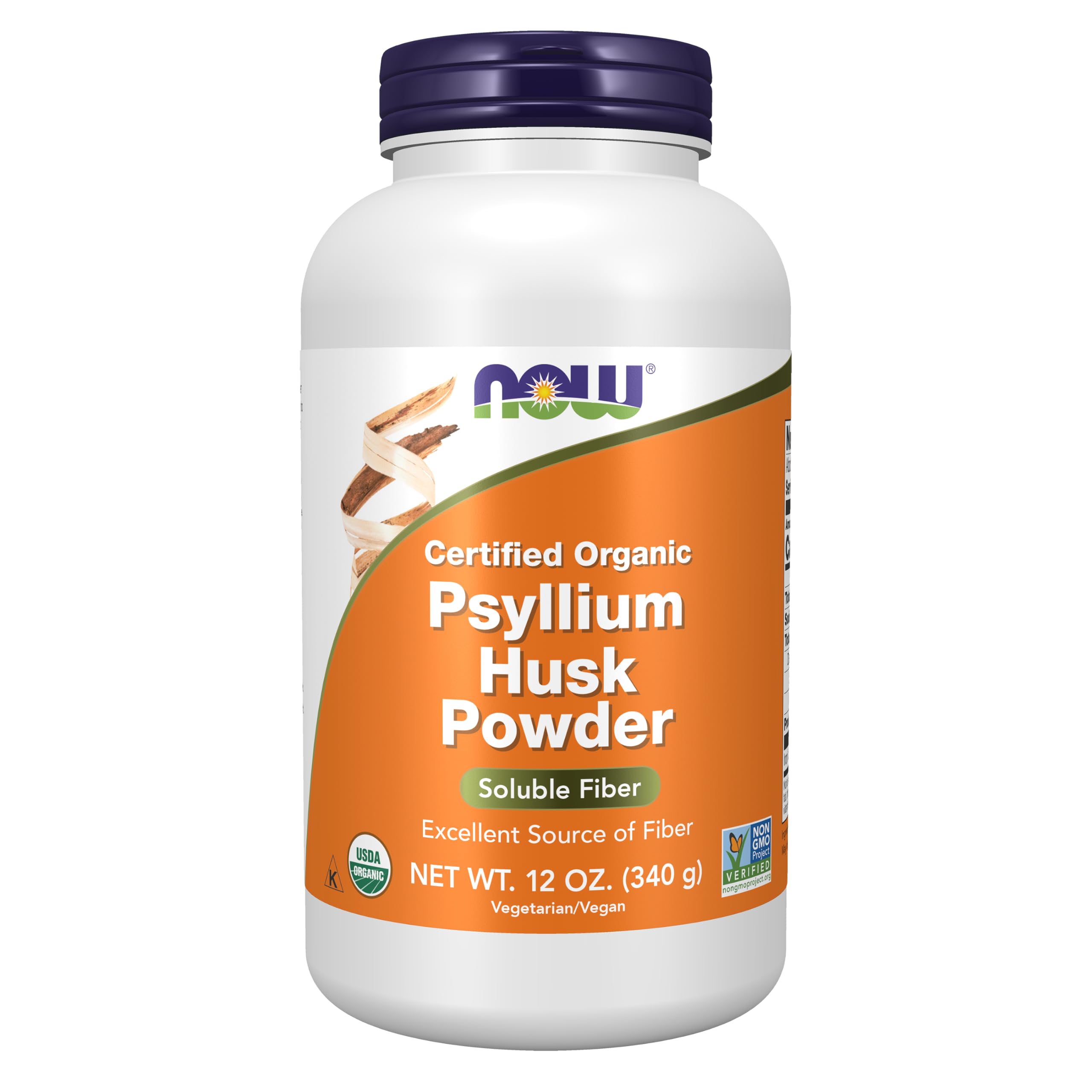 NOW Supplements, Organic Psyllium Husk Powder, Soluble Fiber, 12 oz 12 Ounce (Pack of 1)