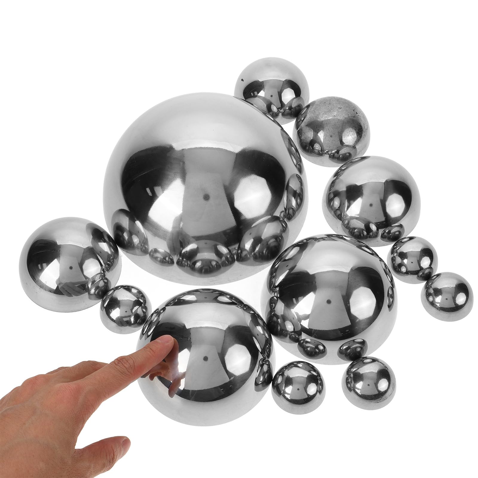 POPETPOP Edelstahl Gartenkugeln 12 Stück Reflektierende Halbkugeln Polierte Außendekoration für Terrasse Teich und Freibad Verschiedene Größen Wetterfest und Modern