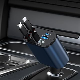 69W 4-in-1 Retractable USB-C Car Charger - Ultimate Travel Essential