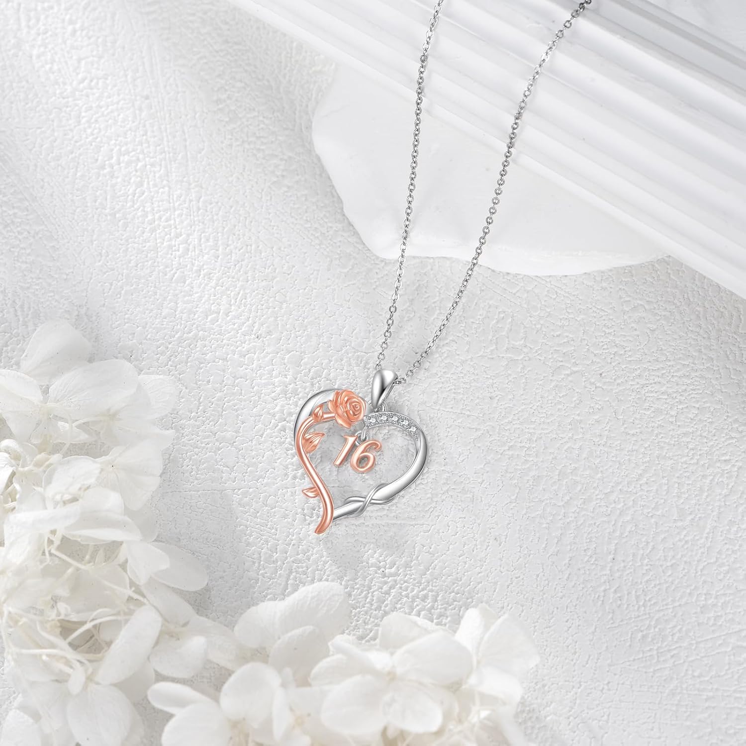 16/18/21 Birthday Gift S925 Sterling Silver Infinity Rose & Heart Necklace Birthday Jewelry For Women Her - Image 2