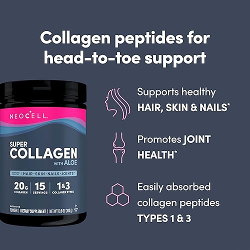 Vista 38 de NeoCell Péptidos súper colágeno, 0.35 onzas de colágeno/paquete de una sola porción; certificado Keto, sin gluten; para una piel, cabello, uñas