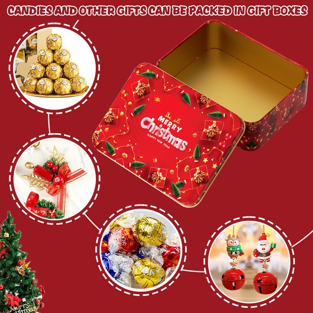 Abaodam Scatola Da 4 Pezzi Barattoli Di Latta Con Coperchio Scatola Di Metallo Natalizia Barattolo Di Caramelle Scatole Di Biscotti Festive Bambino