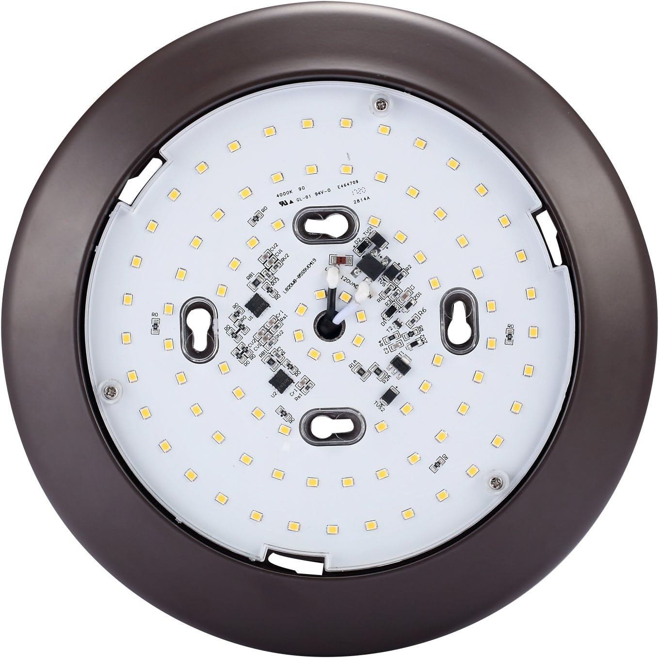 GetInLight 9 Inch LED Disk Light, Dimmable, Recessed or Surface Mount, Bright White 4000K, Matte Bronze Finish, ETL Listed, Wet Location Rated, IN-0301-5-BZ-40