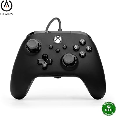 Manette filaire PowerA Advantage Plus pour Xbox Series X|S – Noir, sous licence officielle, joysticks réglables en hauteur, joysticks à effet Hall, boutons mappables