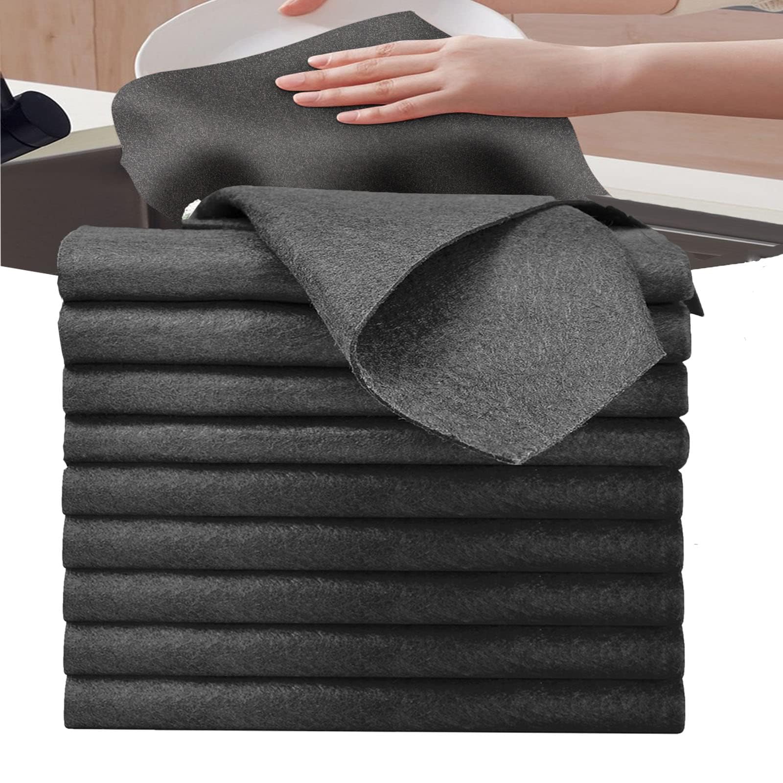 10 szt. Ściereczki z mikrofibry 30×30 cm – Chusteczki do czyszczenia bez smug i kłaczków, do domu, kuchni, szkła, luster i samochodu – wielokrotnego użytku
