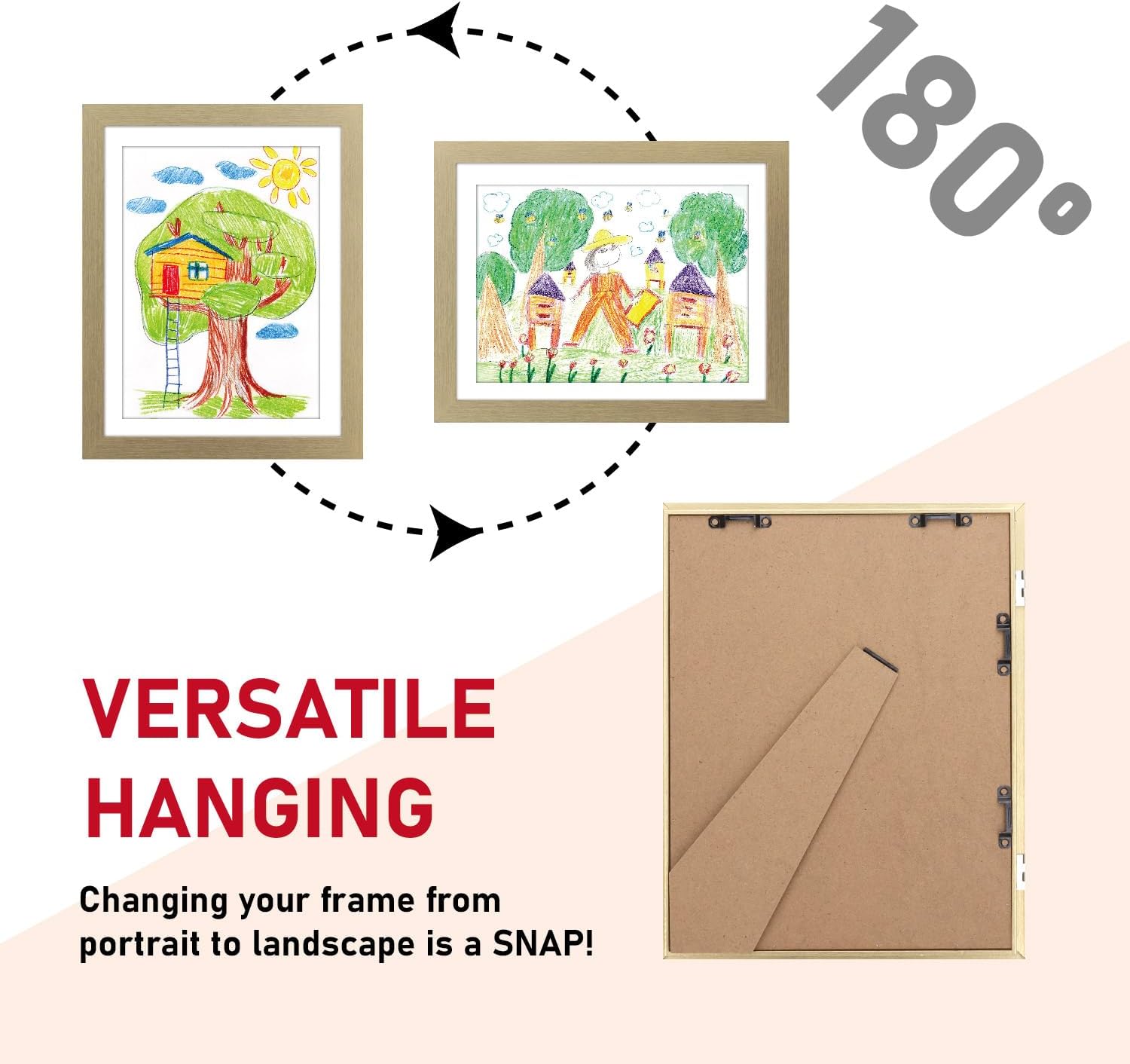 Toner Depot 2 Pack Kids Art Frames 9.5x13 Front Opening Kids Artwork Storage Frames, Quick Change Photo Frame Displays 50-100 Works of Art, for 3D Picture, Crafts, Hanging Art, Portfolio (Gold)