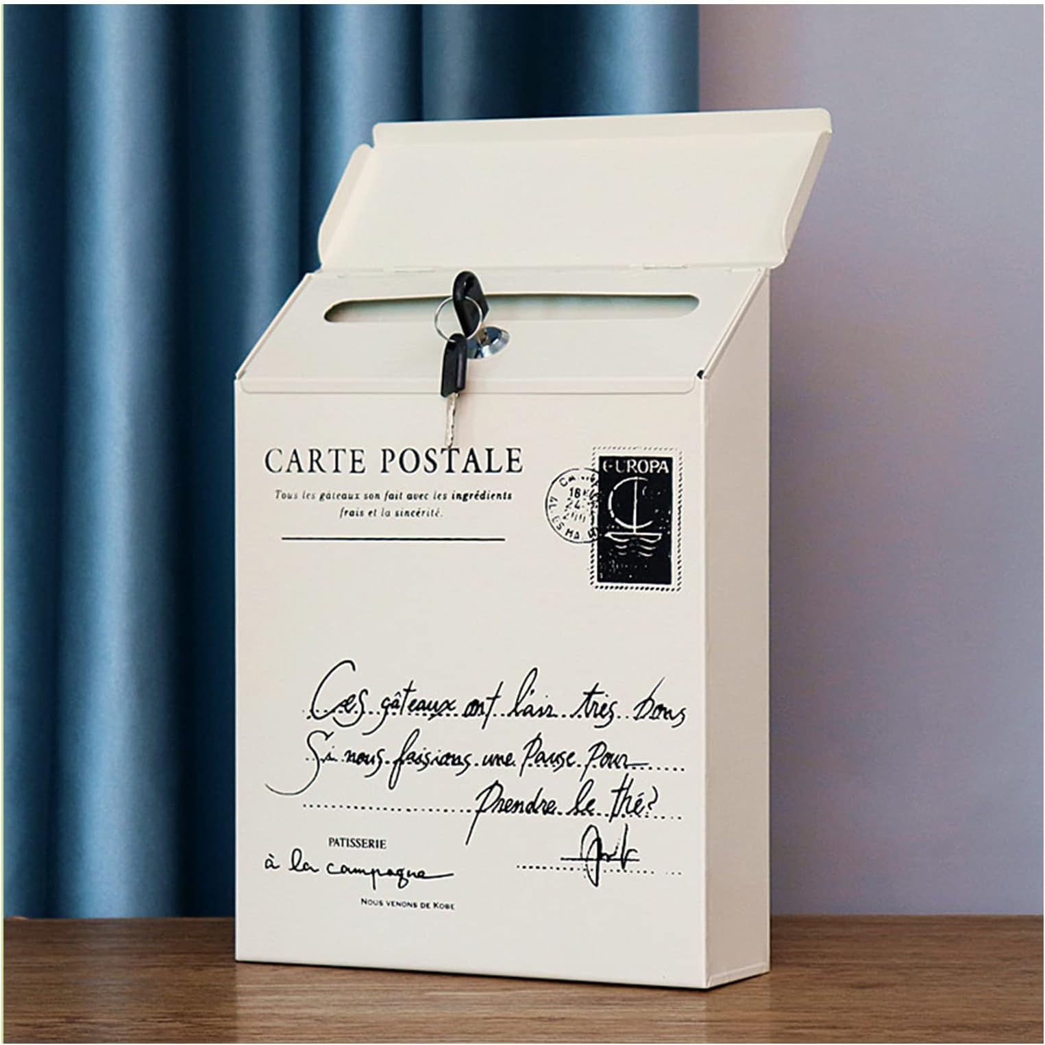 TbkolyWall-Mounted Mailbox - Hanging Secured Postbox Cast Iron Vintage Mailbox Letter Newspaper Box Lockable Sheet Mail Box for Letter, Newspaper (Color : White, Size : Small Letters)
