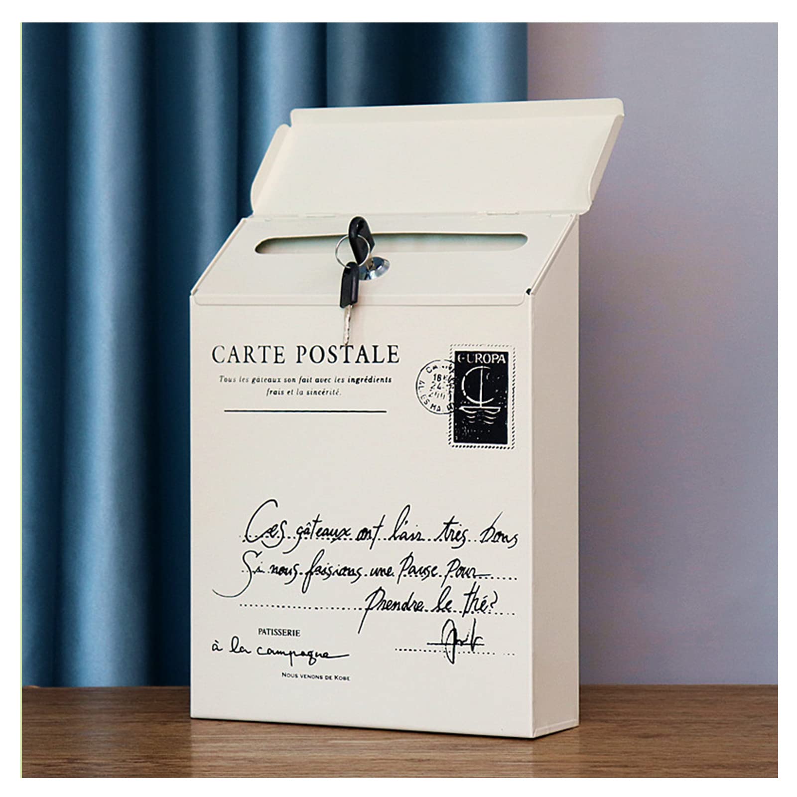 TbkolyWall-Mounted Mailbox - Hanging Secured Postbox Cast Iron Vintage Mailbox Letter Newspaper Box Lockable Sheet Mail Box for Letter, Newspaper (Color : White, Size : Small Letters)