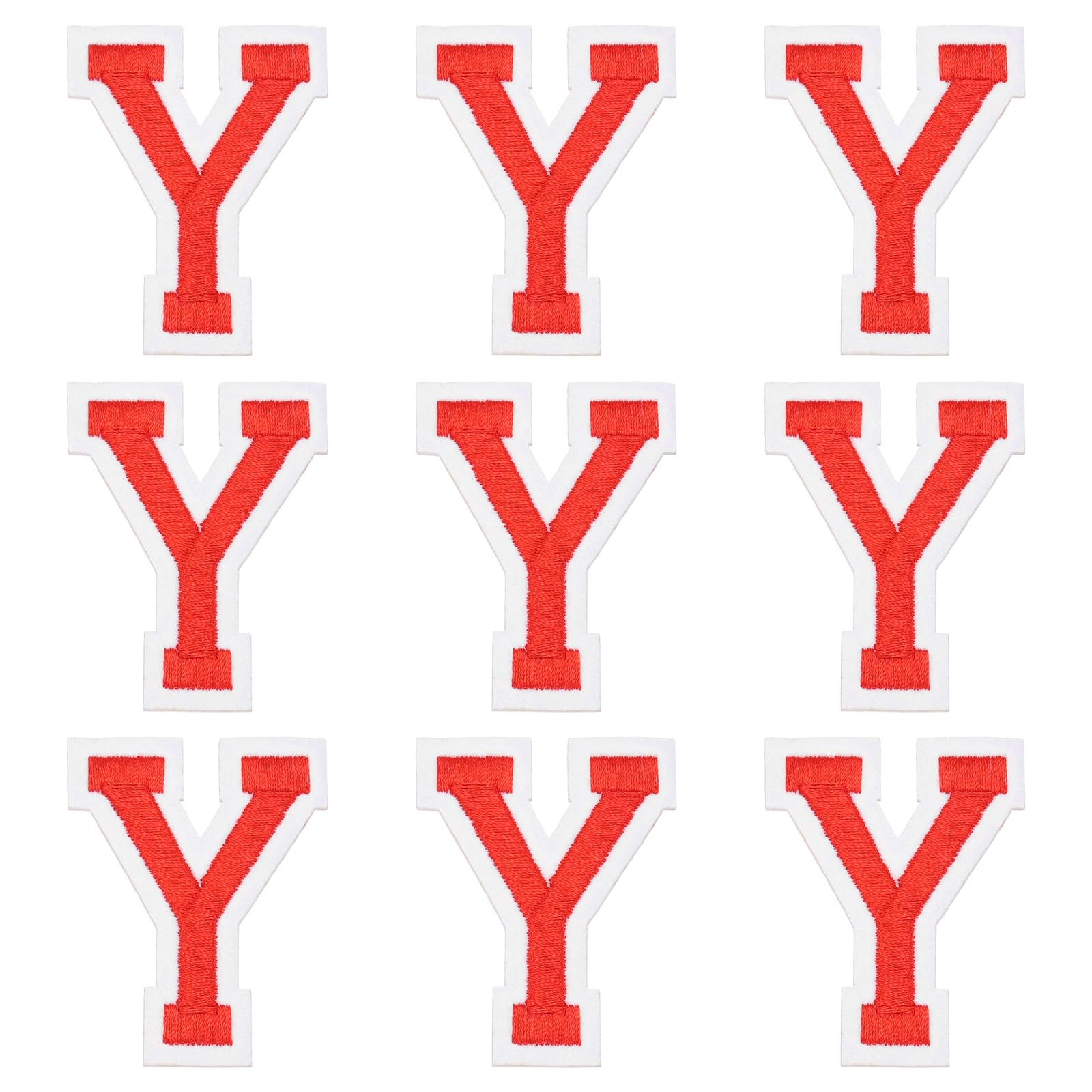 sourcing map Iron on Letter Patches, 9 Pcs 2"/5cm Alphabet Y Iron on Embroidered Applique Sew on Patches for Clothes, Dress, Socks, Jeans, Hats, DIY Accessories(Red)