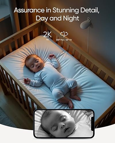 Miniatura 4 de eufy Security Baby Monitor E20 Cámara complementaria, resolución HD 2K, panorámica de 330 e inclinación de 60, zoom de 4×, visión nocturna, batería